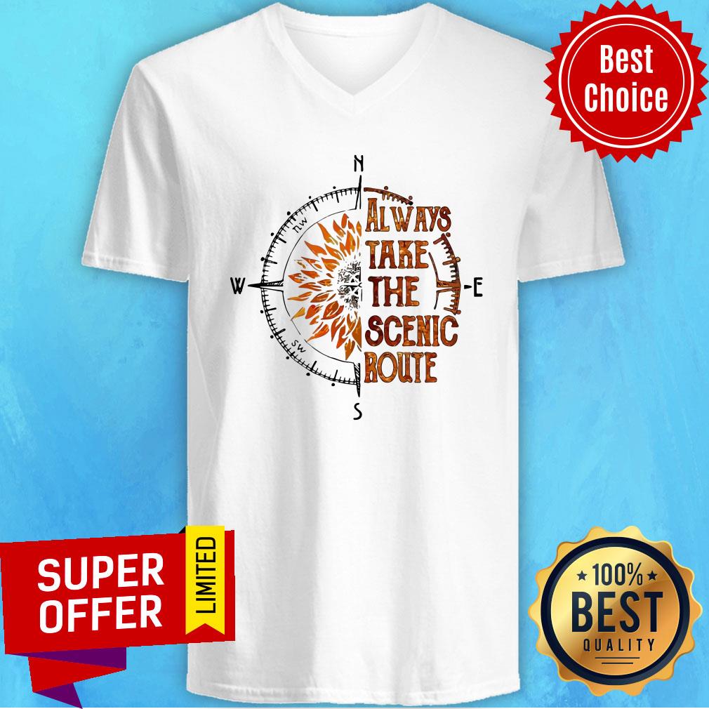 Top Clock Sunflower Always Take The Scenic Route Shirt