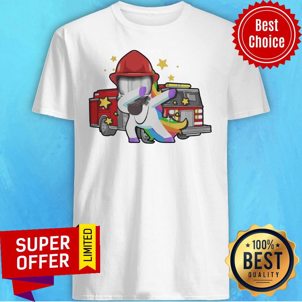 Top Firefighter Dabbing Unicorn Funny Shirt