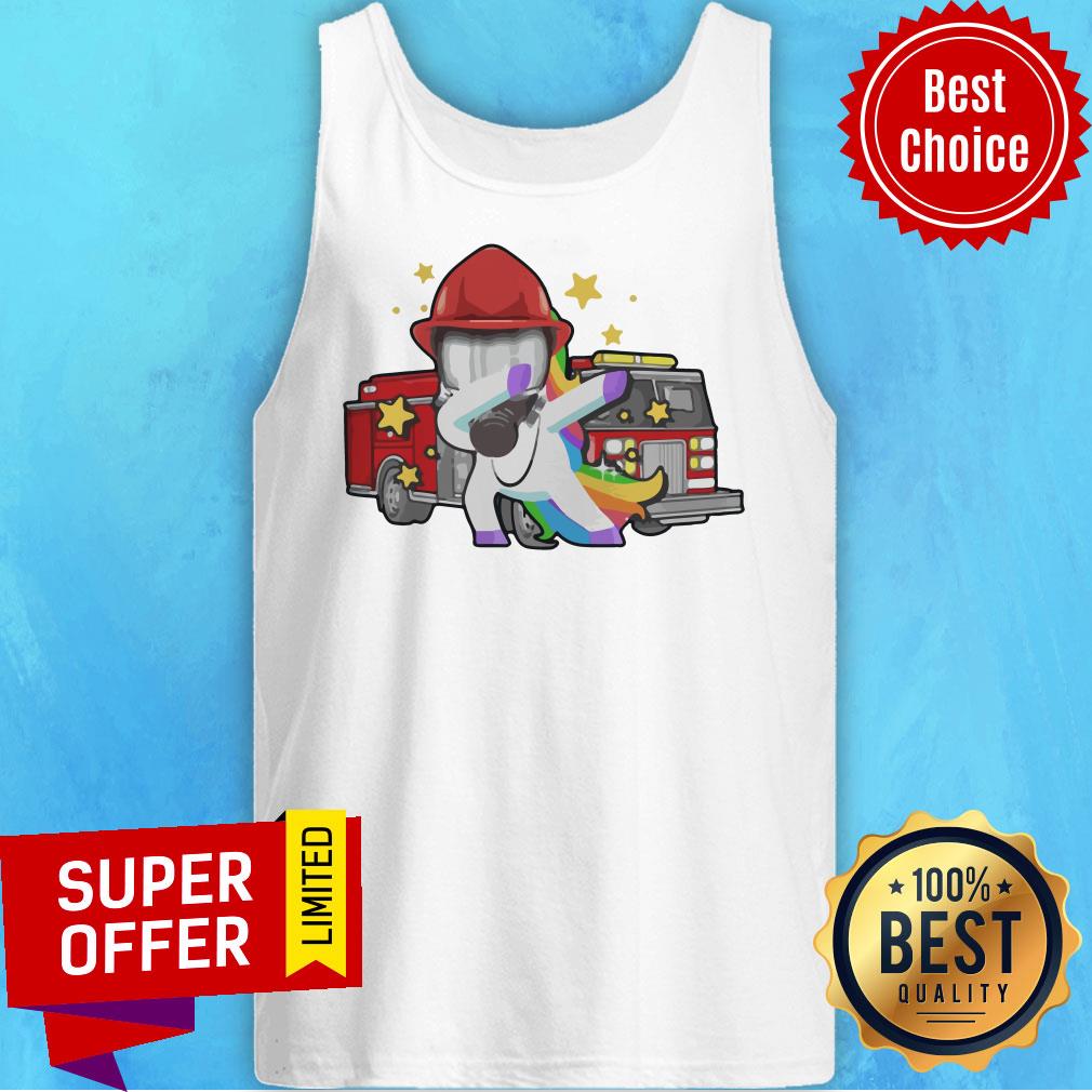 Top Firefighter Dabbing Unicorn Funny Shirt
