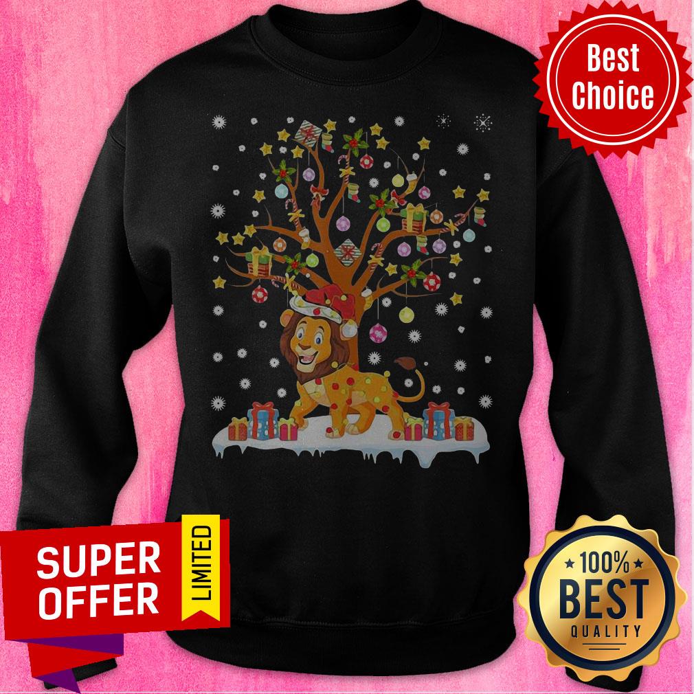 Top Lion Lighting Xmas Tree Lion Christmas Shirt