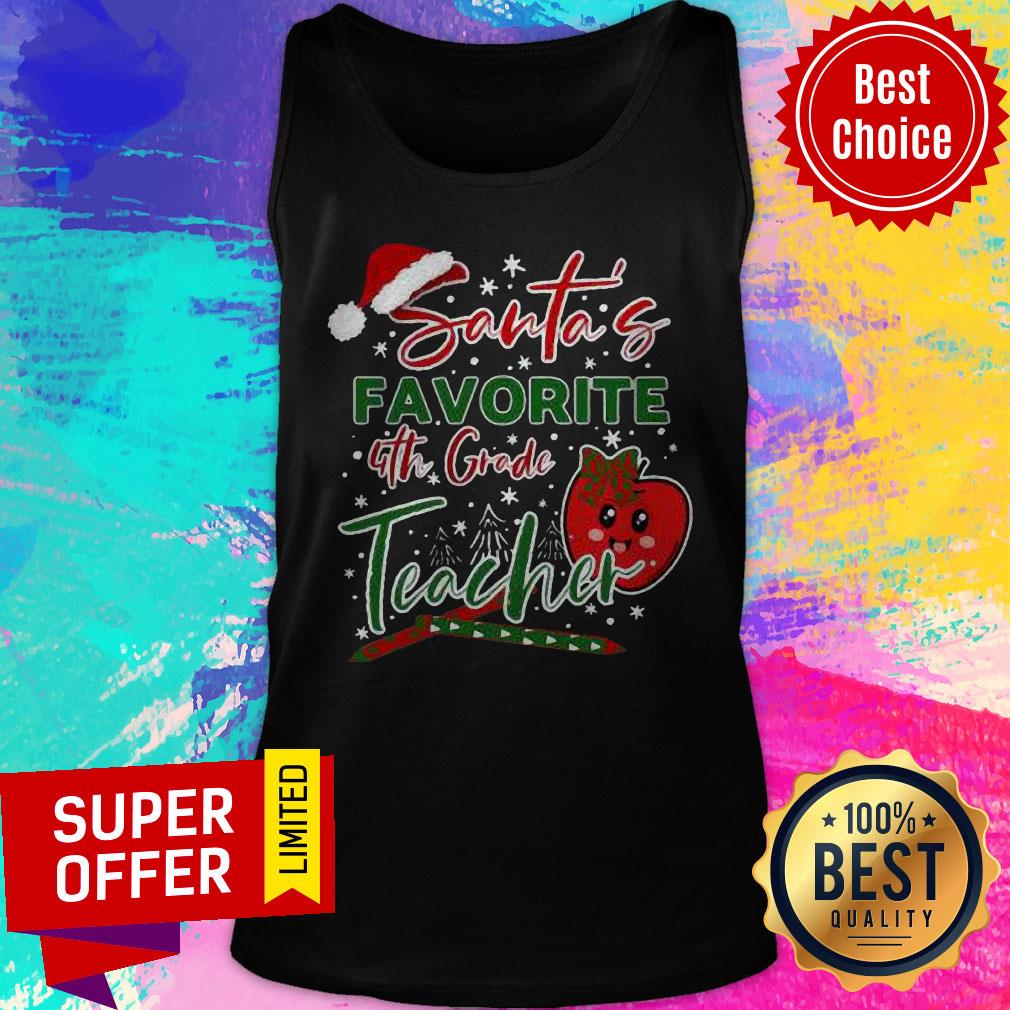 Top Santa’s Favorite 4th Grade Teacher Christmas Shirt
