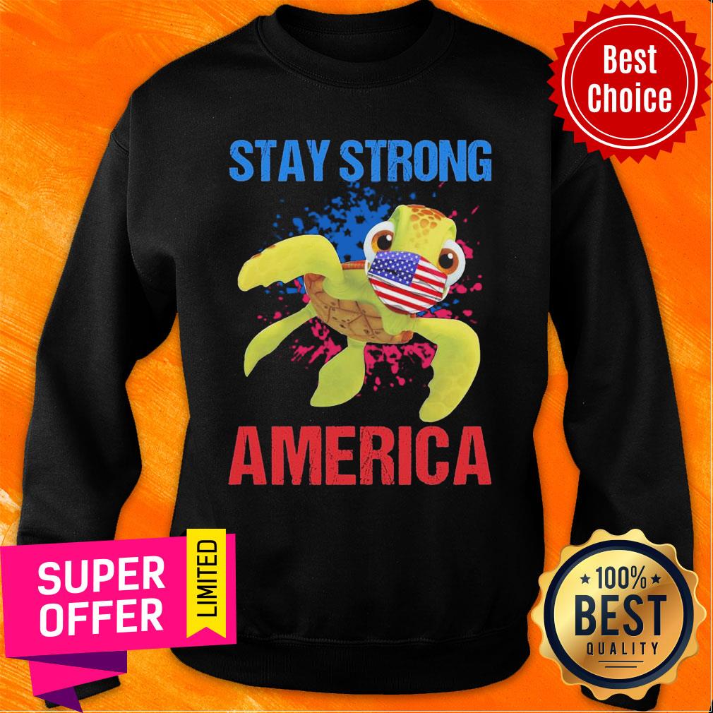 Turtle Face Mask Stay Strong American Flag Shirt