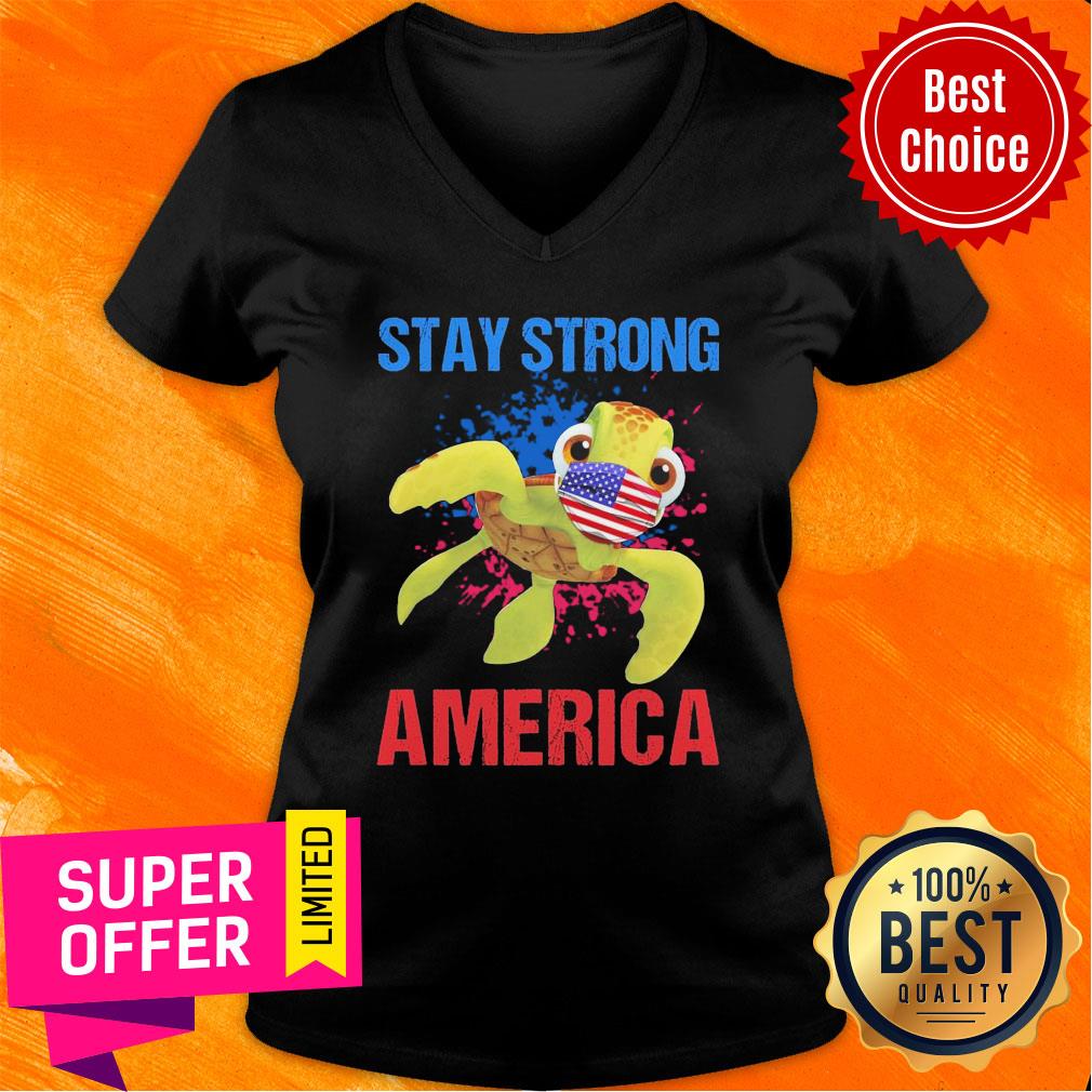 Turtle Face Mask Stay Strong American Flag Shirt