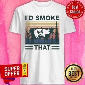 Official 420 Chicken Pig Cow I'd Smoke That Vintage Shirt