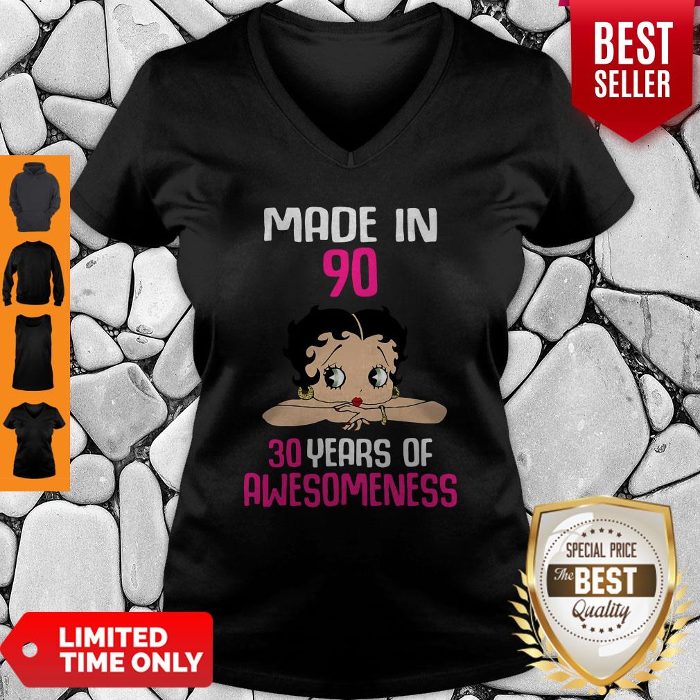 Premium Made In 90 30 Years Of Awesomeness Betty Boop Shirt