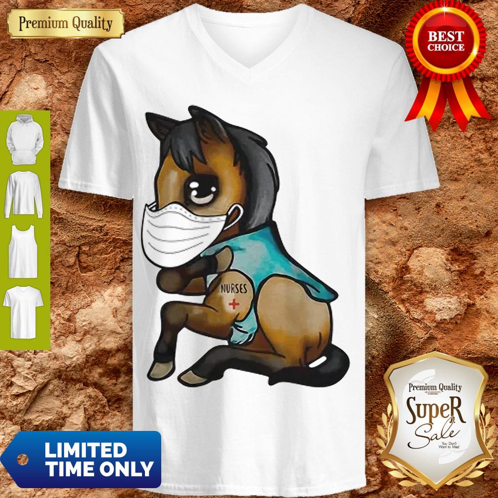 Funny Horse Mask Nurse Tattoos Coronavirus Shirt