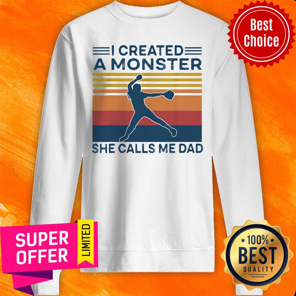 Vintage I Created A Monster Call Me Dad Softball Shirt