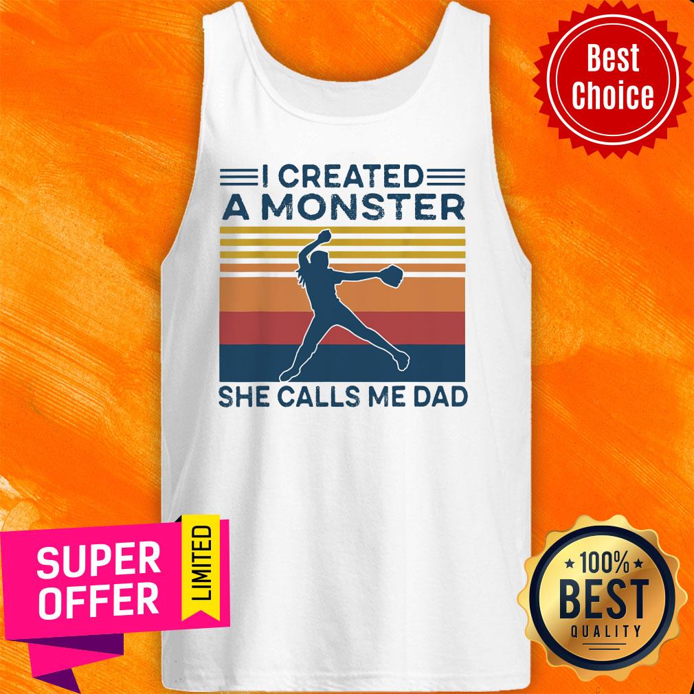 Vintage I Created A Monster Call Me Dad Softball Shirt