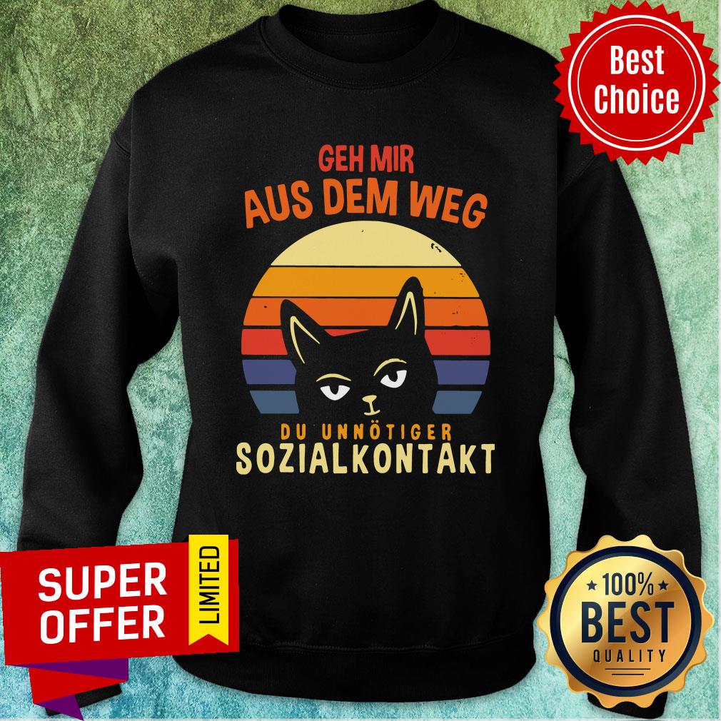 Vintage Retro Cat Geh Mir Aus Dem Weg Du Unnötiger Sozialkontakt Shirt