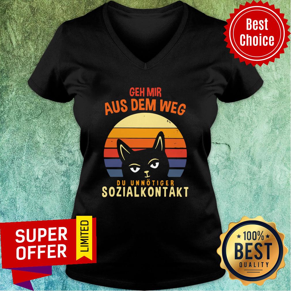 Vintage Retro Cat Geh Mir Aus Dem Weg Du Unnötiger Sozialkontakt Shirt