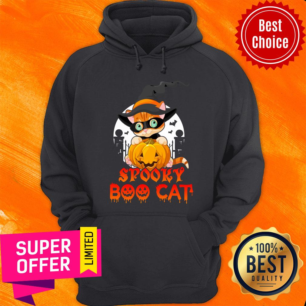 Witch Cat Hug Pumpkin Spooky Boo Cat Halloween Shirt