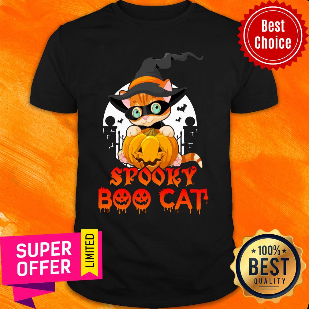 Witch Cat Hug Pumpkin Spooky Boo Cat Halloween Shirt