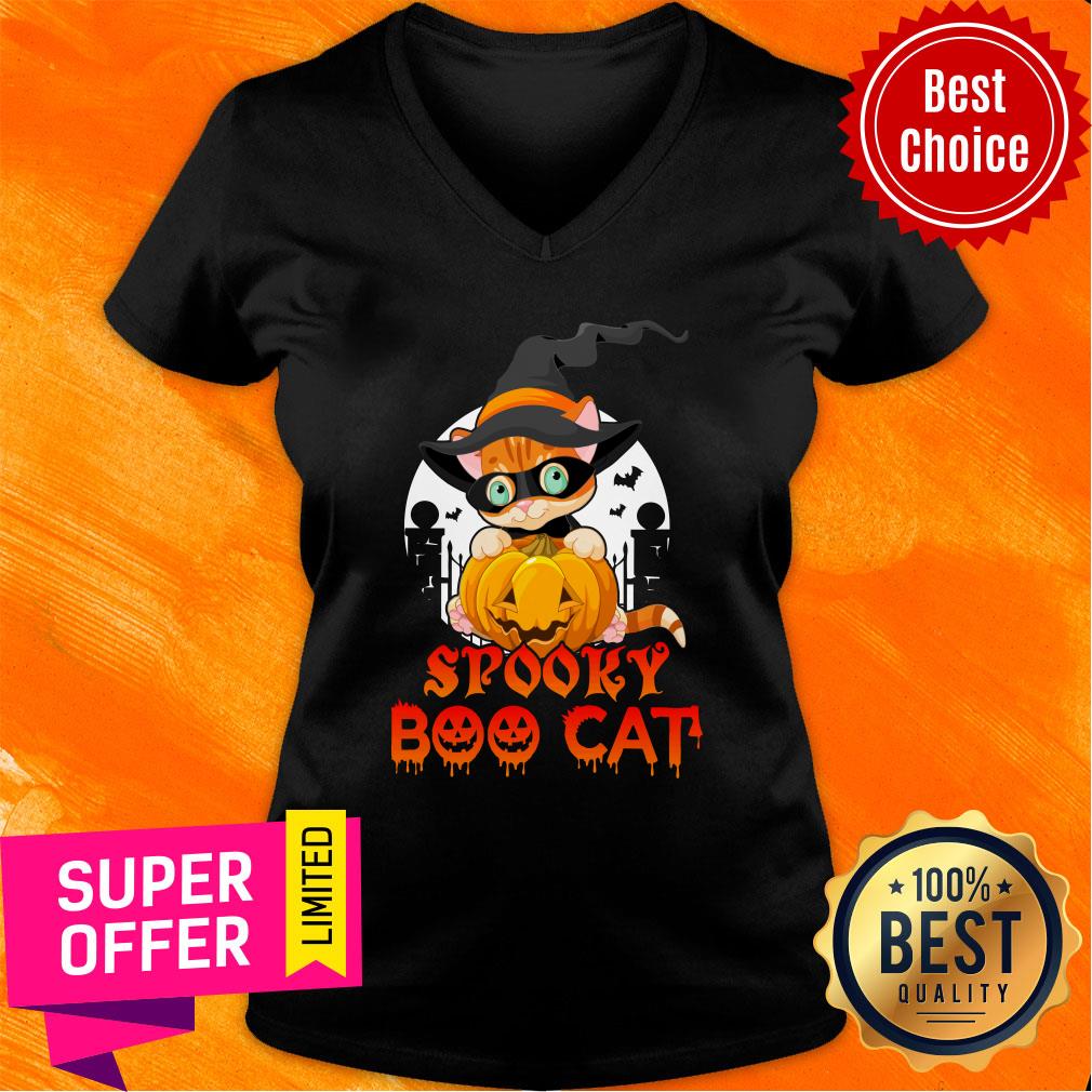 Witch Cat Hug Pumpkin Spooky Boo Cat Halloween Shirt