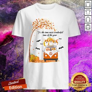 It's The Time Most Wonderful Time Of The Year Peace Bus Corgi Pumpkin Halloween Shirt