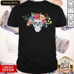 Water Color Dia De Muertos Skull Flower Shirt