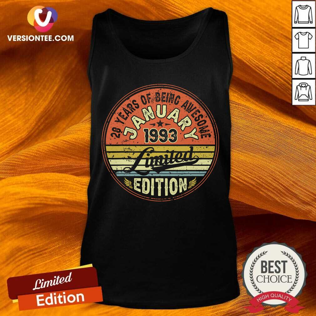 Cute 28 Years Of Being Awesome January 1993 Edition 28th Bithday Vintage Shirt