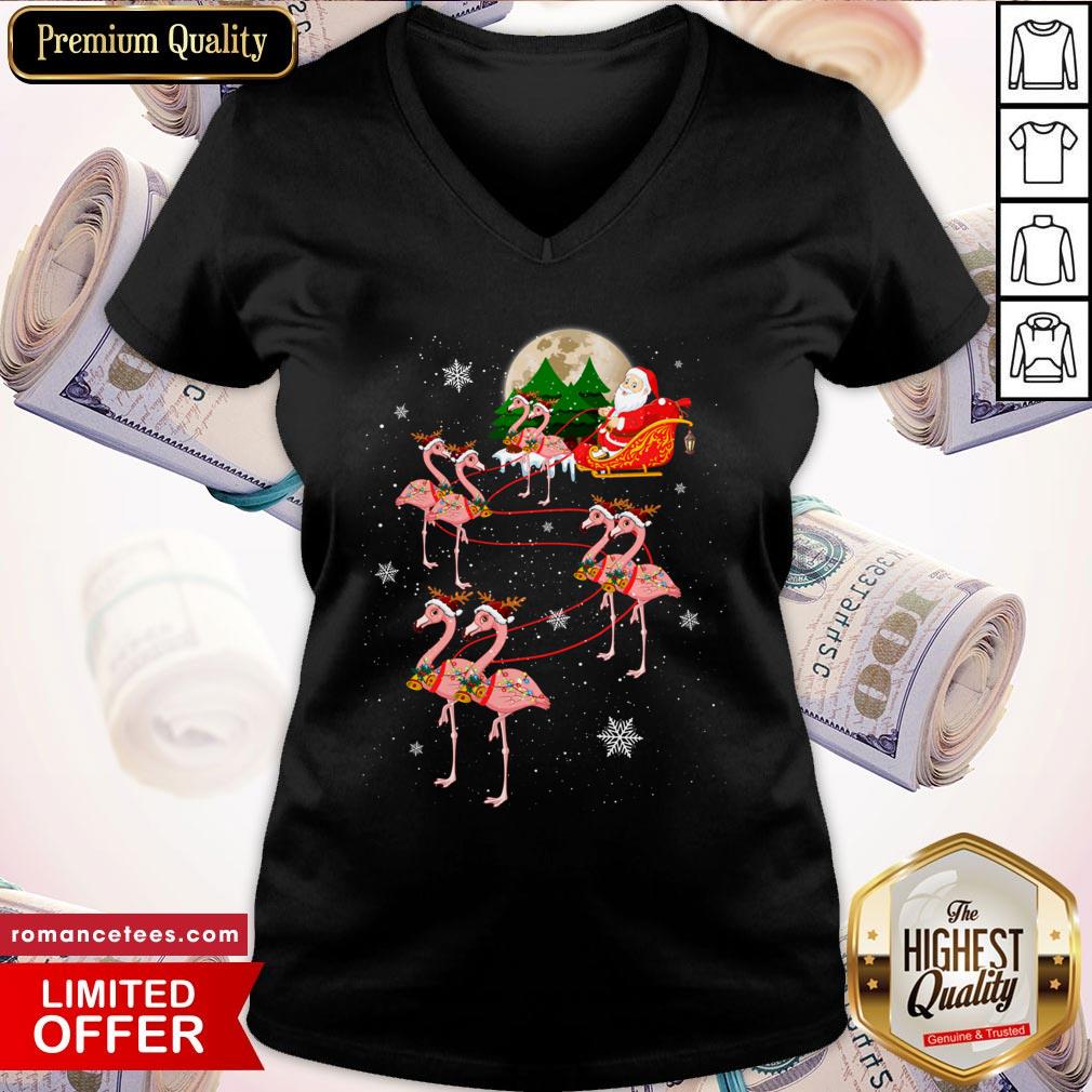 Funny Flamingo Santa Christmas Shirt