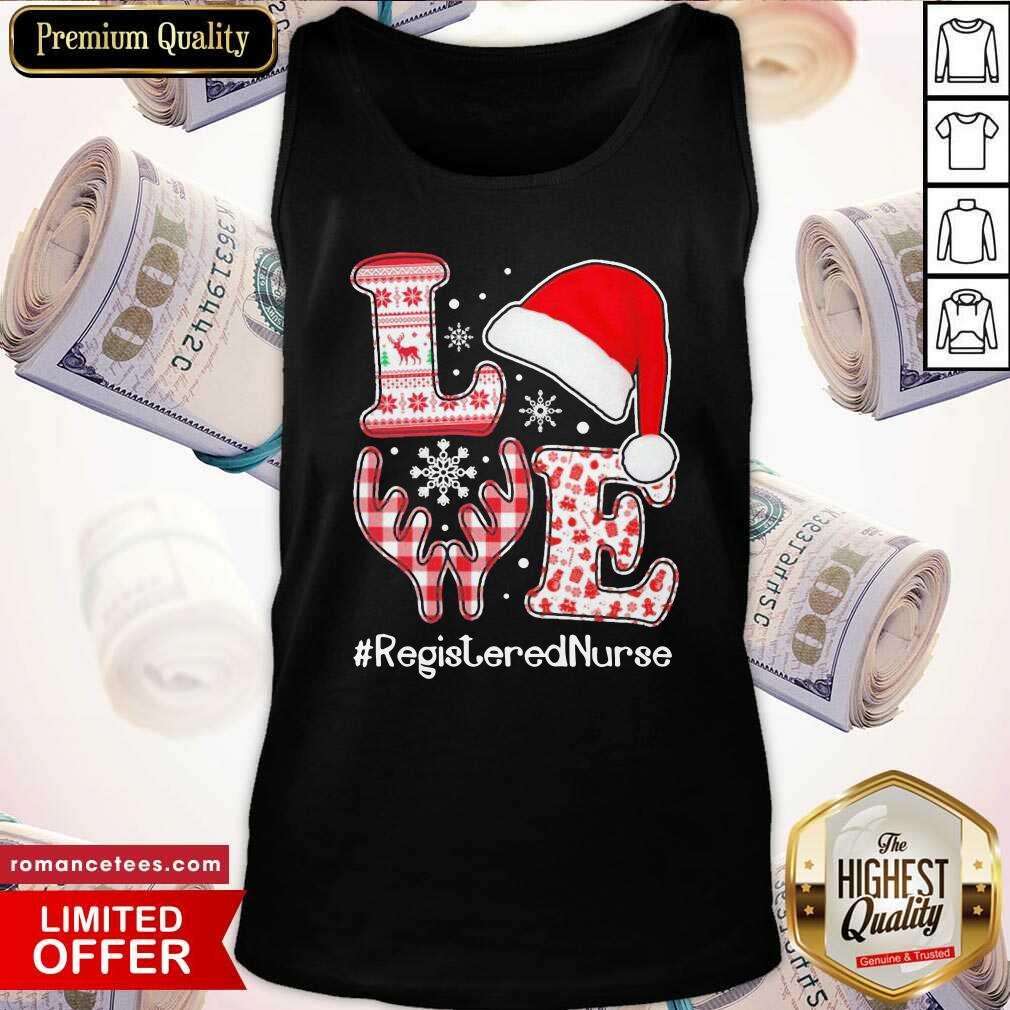 Funny Love Hat Santa And Reindeer #Registered Nurse Worker Ugly Christmas Shirt