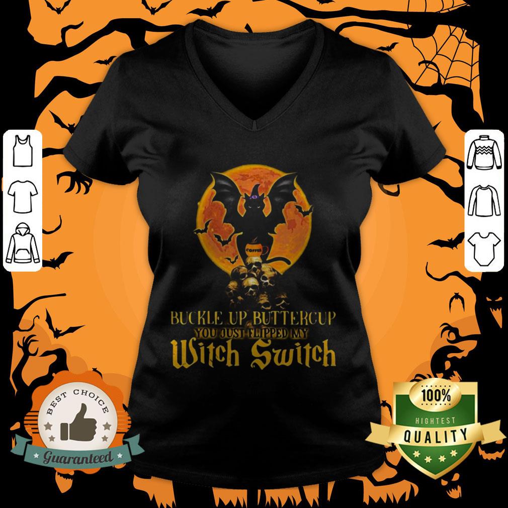Halloween Cat Skulls Buckle Up Buttercup You Just Flipped My Witch Switch Shirt