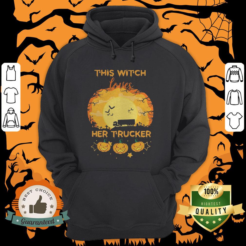 Halloween This Witch Loves Her Trucker Pumpkins Moon Shirt