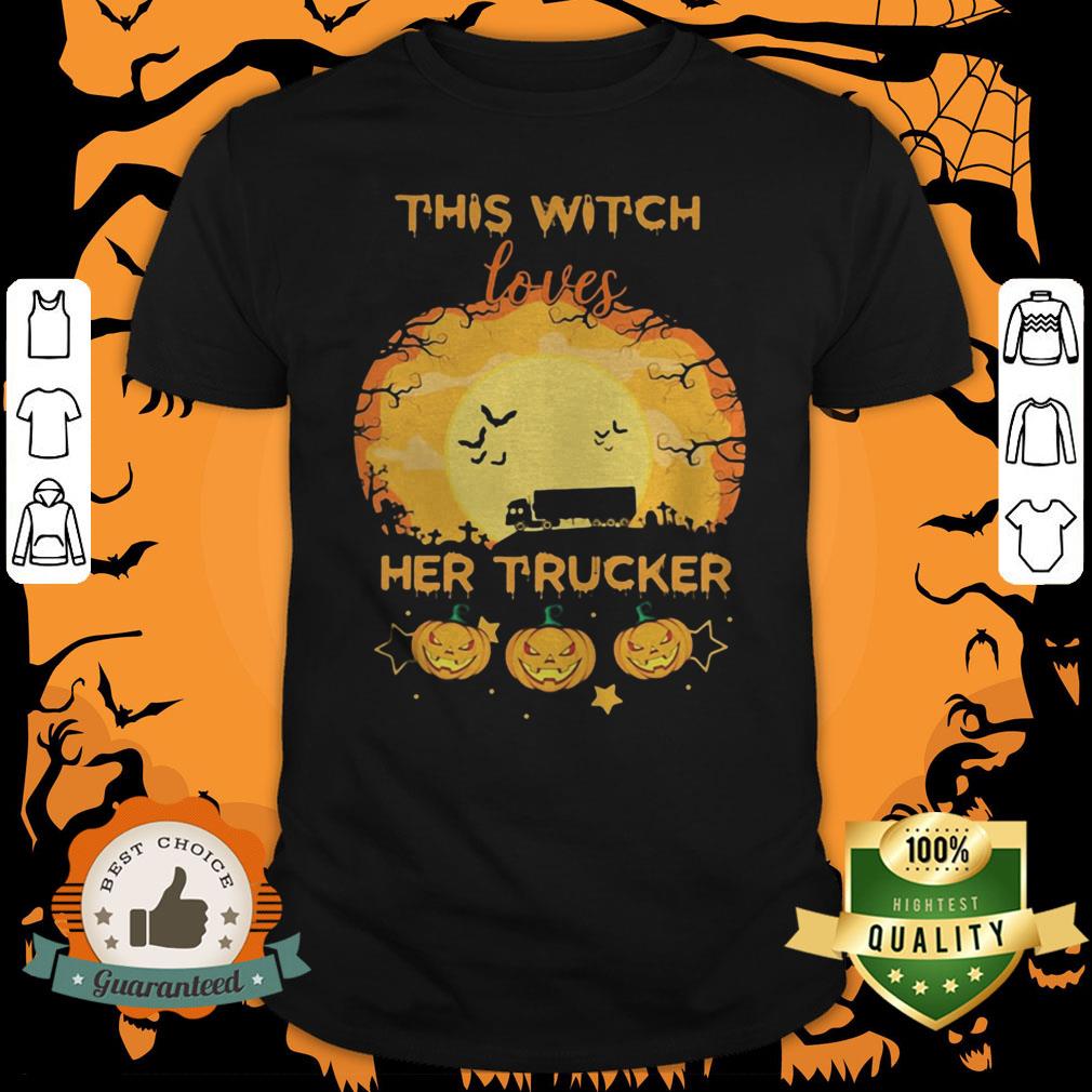 Halloween This Witch Loves Her Trucker Pumpkins Moon Shirt
