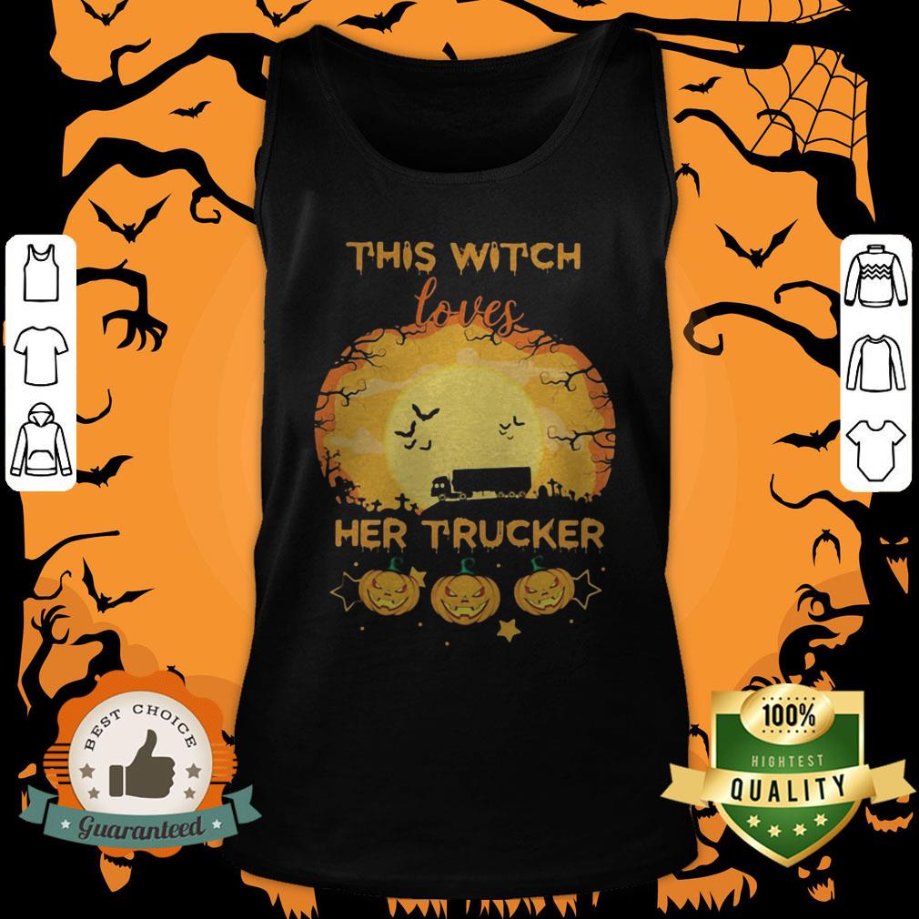 Halloween This Witch Loves Her Trucker Pumpkins Moon Shirt