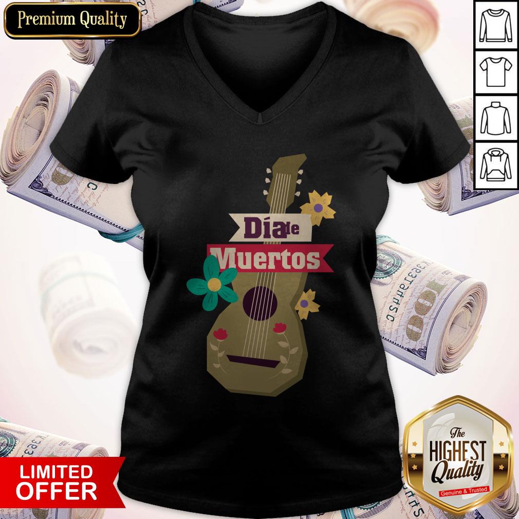 Happy Dia De Muertos Day Of Dead Guitar In Mexican Shirt