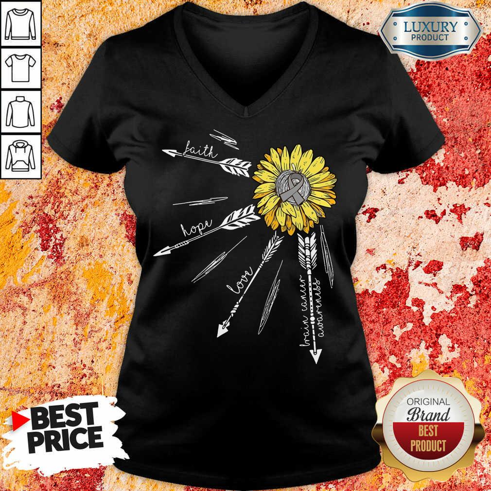 Hot Faith Hope Love Brain Cancer Awareness Shirt