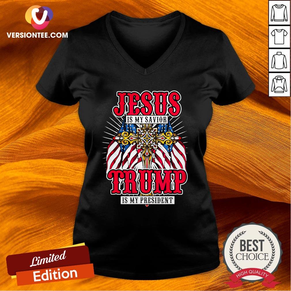 Hot Jesus Is My Sayior Trump Is My President American Flag Elections 2020 Shirt