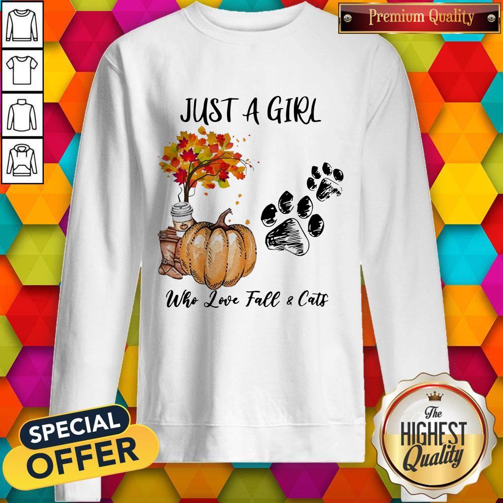 Just A Girl Who Love Fall And Cats Halloween Shirt