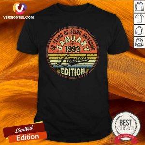 Cute 28 Years Of Being Awesome January 1993 Edition 28th Bithday Vintage Shirt