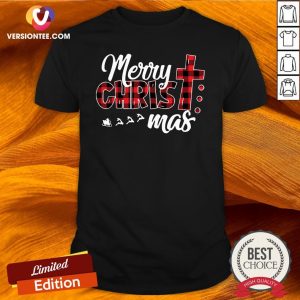 Premium Merry Christmas Christ Buffalo Plaid Cross Xmas Shirt