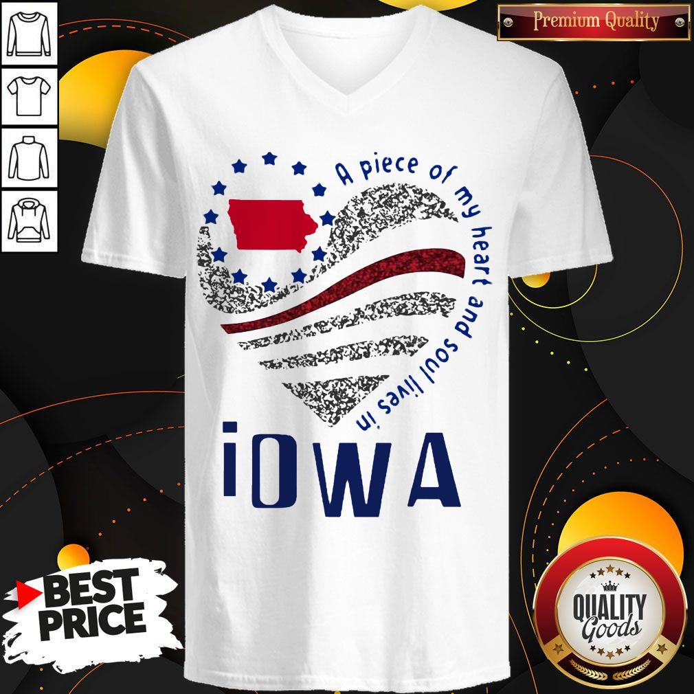 Nice A Piece Of My Heart And Soul Lives In Iowa Heart Diamond Shirt
