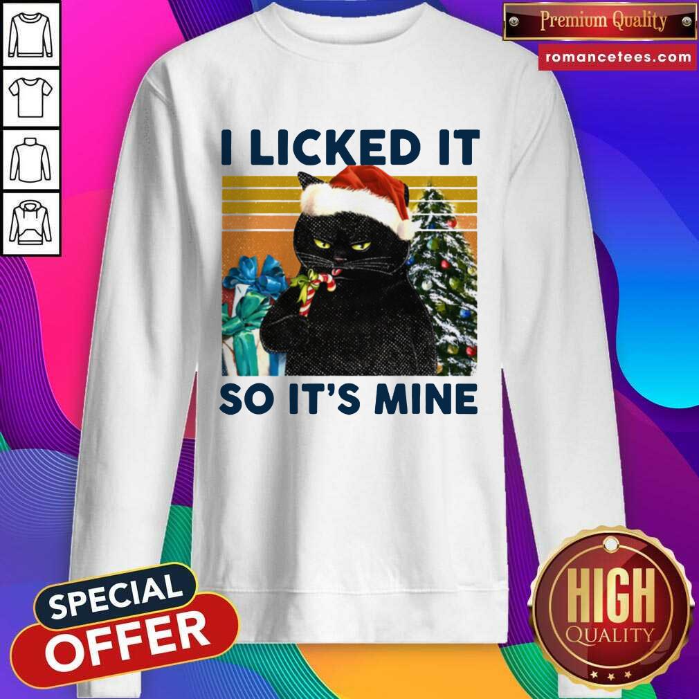 Nice Black Cat Santa I Licked It So It’s Mine Vintage Christmas Shirt