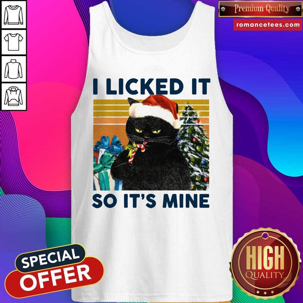 Nice Black Cat Santa I Licked It So It’s Mine Vintage Christmas Shirt