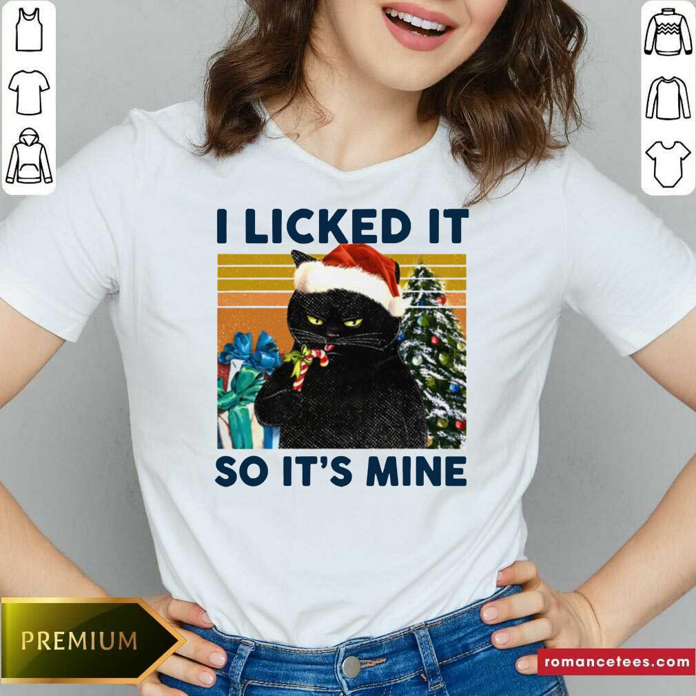 Nice Black Cat Santa I Licked It So It’s Mine Vintage Christmas Shirt