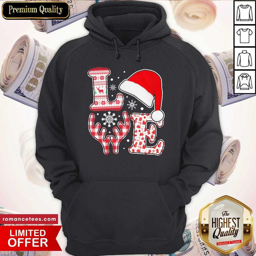 Nice Love Hat Santa And Reindeer Ugly Christmas Shirt