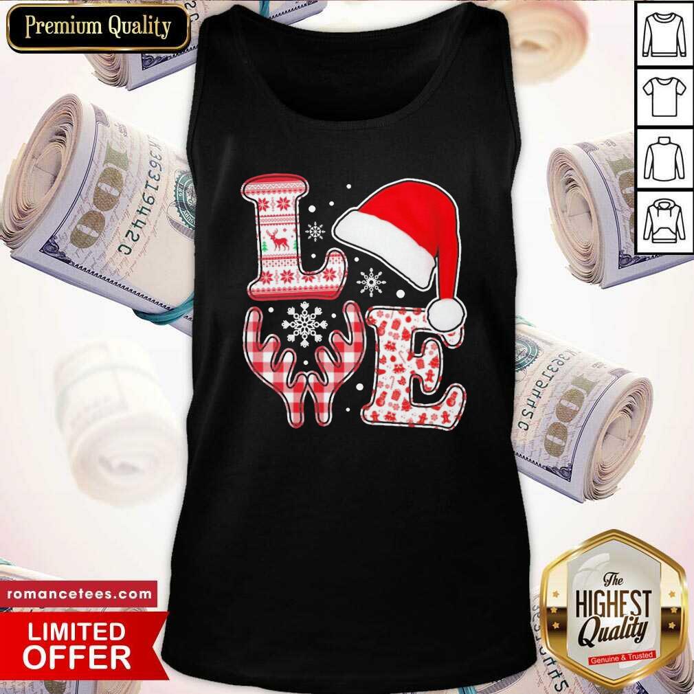 Nice Love Hat Santa And Reindeer Ugly Christmas Shirt