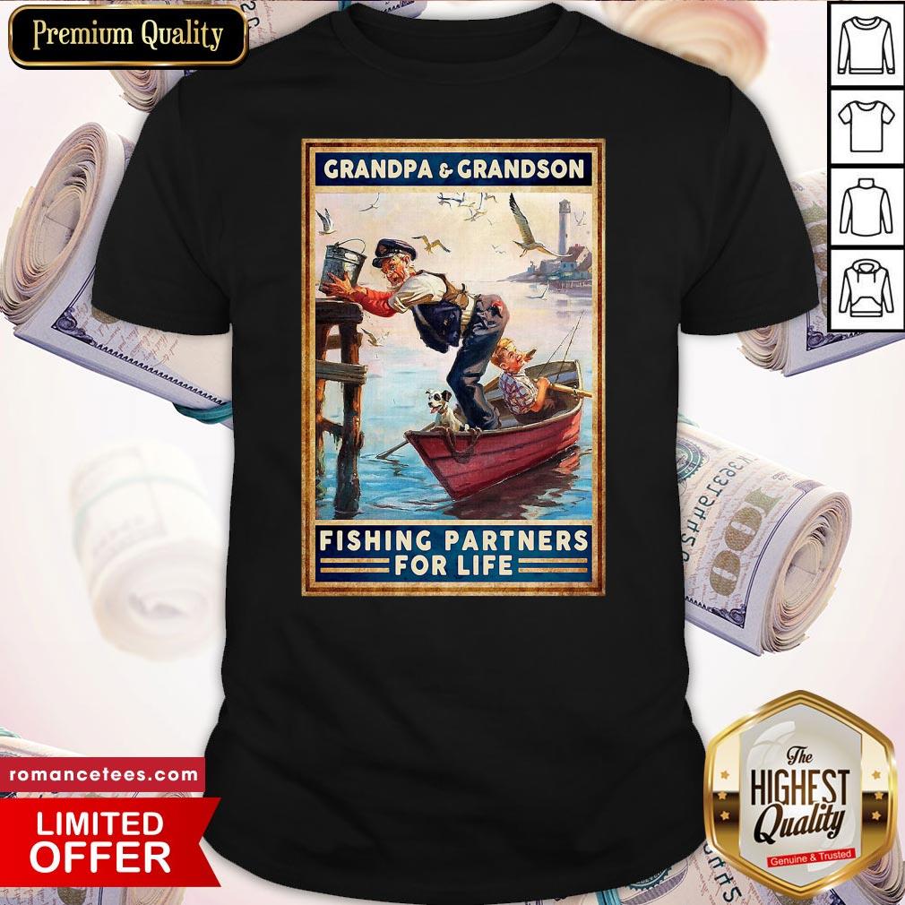 Official Grandpa And Grandson Fishing Partners For Life Shirt