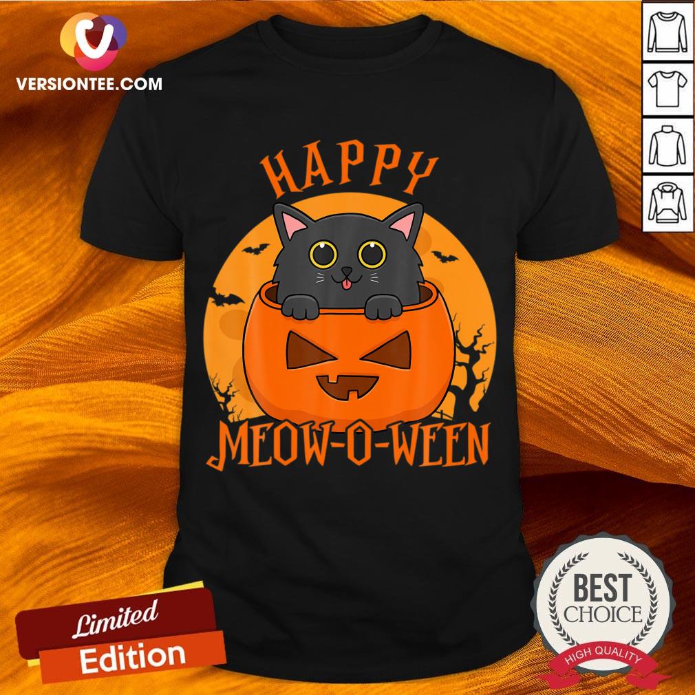 Official Happy Meow O Ween Blood Moon Halloween Shirt