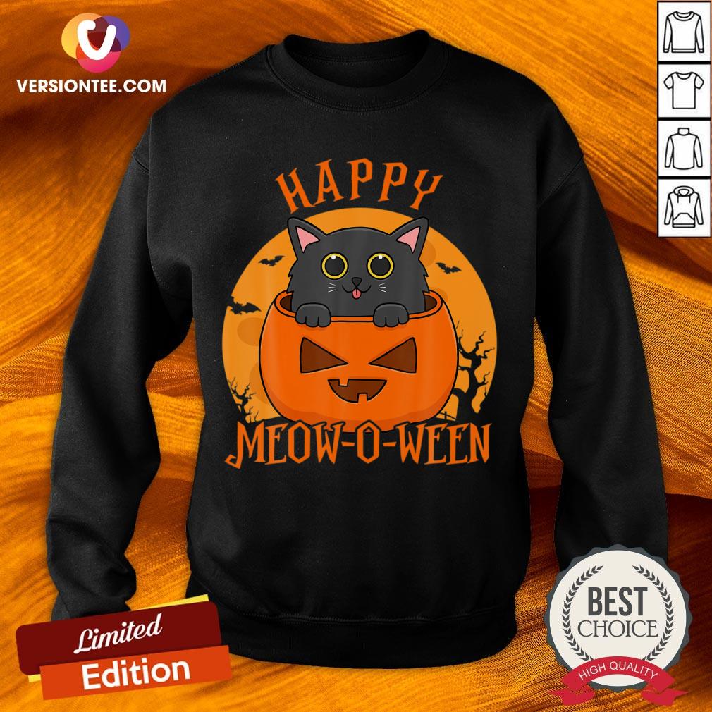 Official Happy Meow O Ween Blood Moon Halloween Shirt