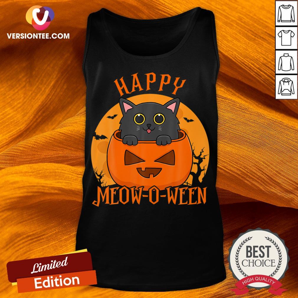 Official Happy Meow O Ween Blood Moon Halloween Shirt