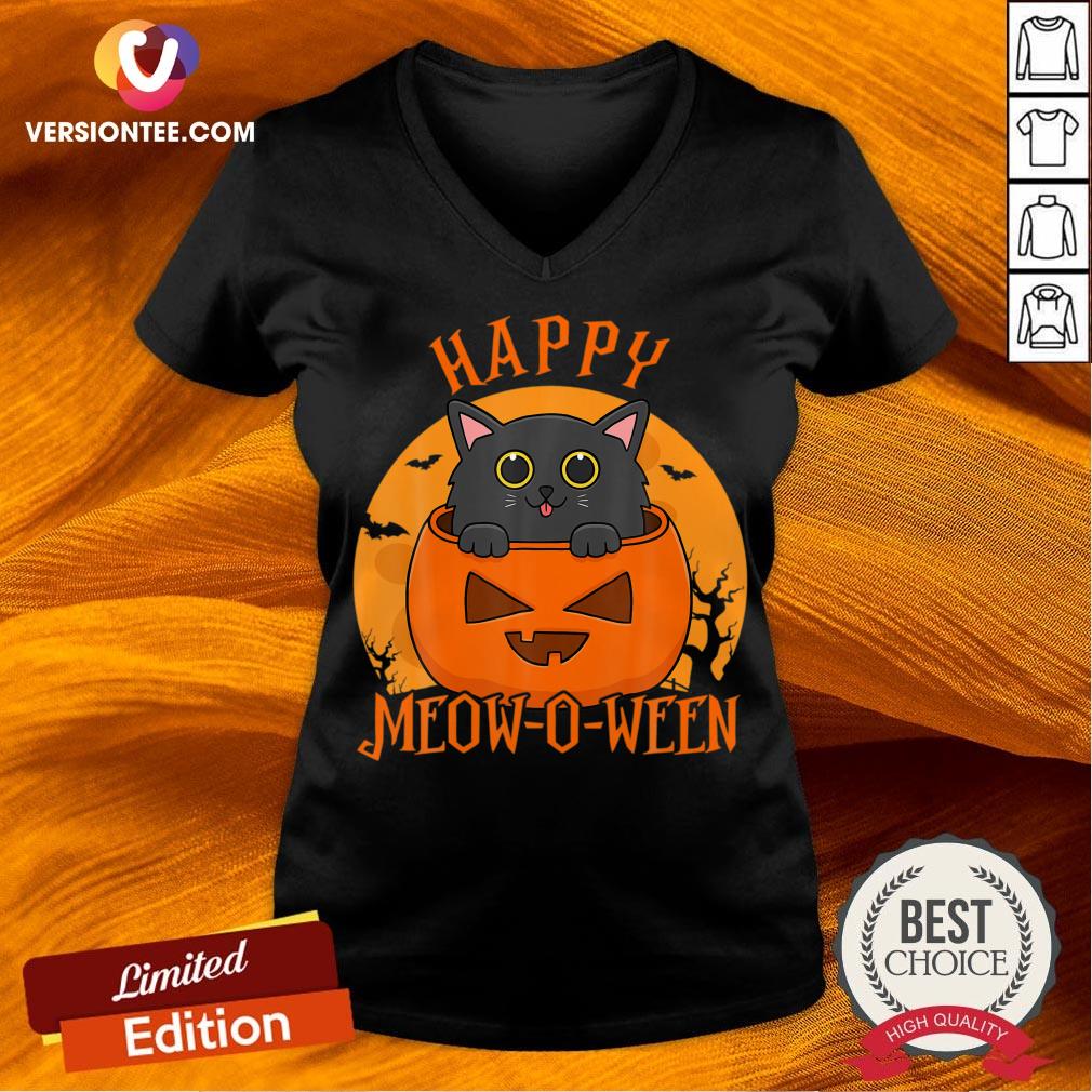 Official Happy Meow O Ween Blood Moon Halloween Shirt