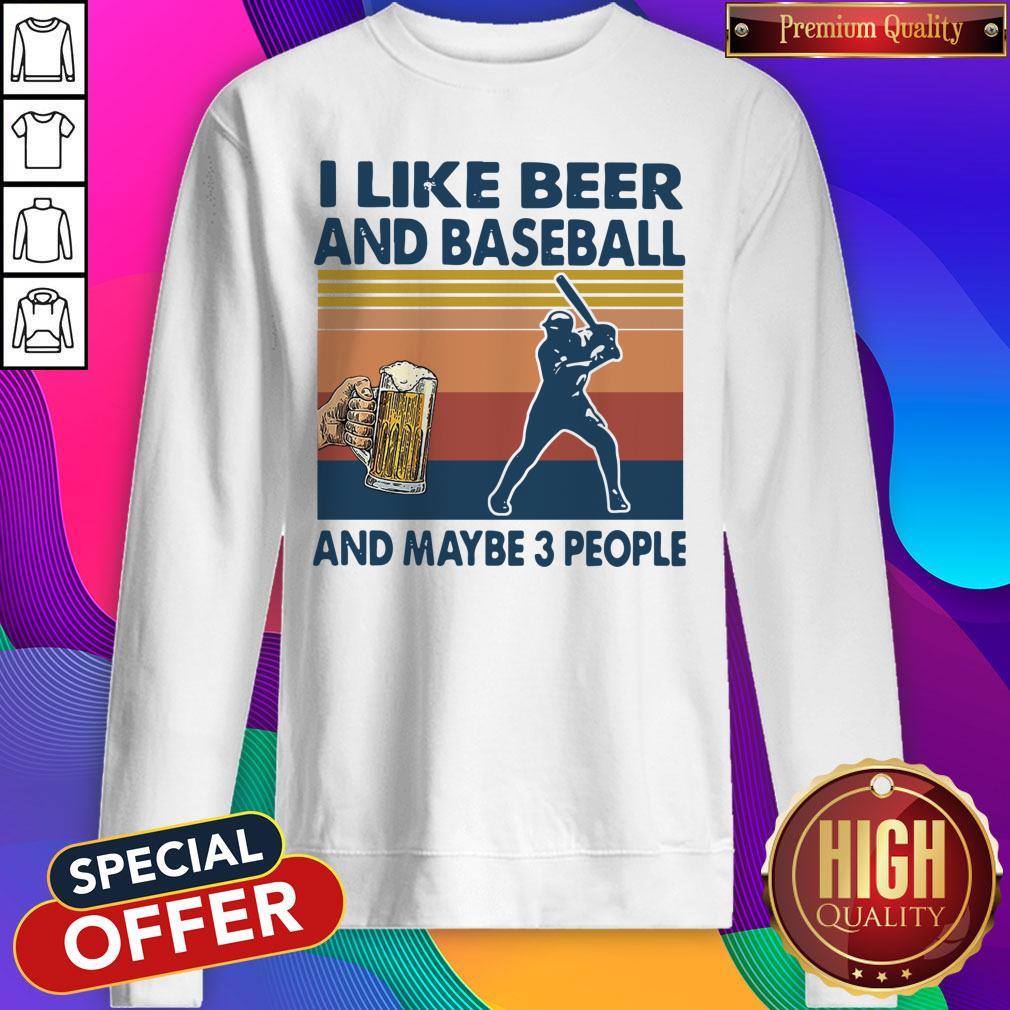 Official I Like Beer And Baseball And Maybe 3 People Vintage Shirt