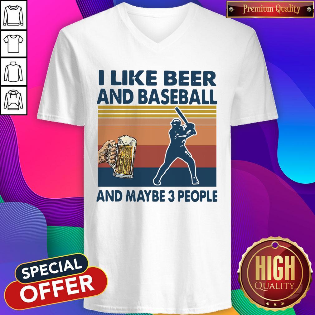 Official I Like Beer And Baseball And Maybe 3 People Vintage Shirt