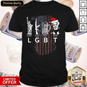 Hot Funny LGBT Liberty Guns Beer Trump Santa Hat Christmas Shirt