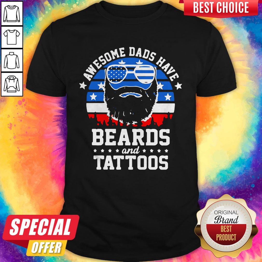 Premium Dads Have Beards And Tattoos American Flag Shirt