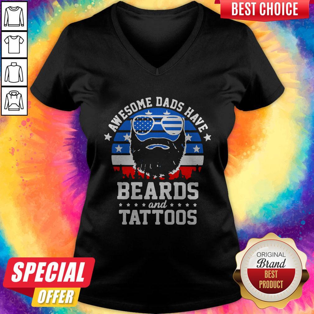 Premium Dads Have Beards And Tattoos American Flag Shirt
