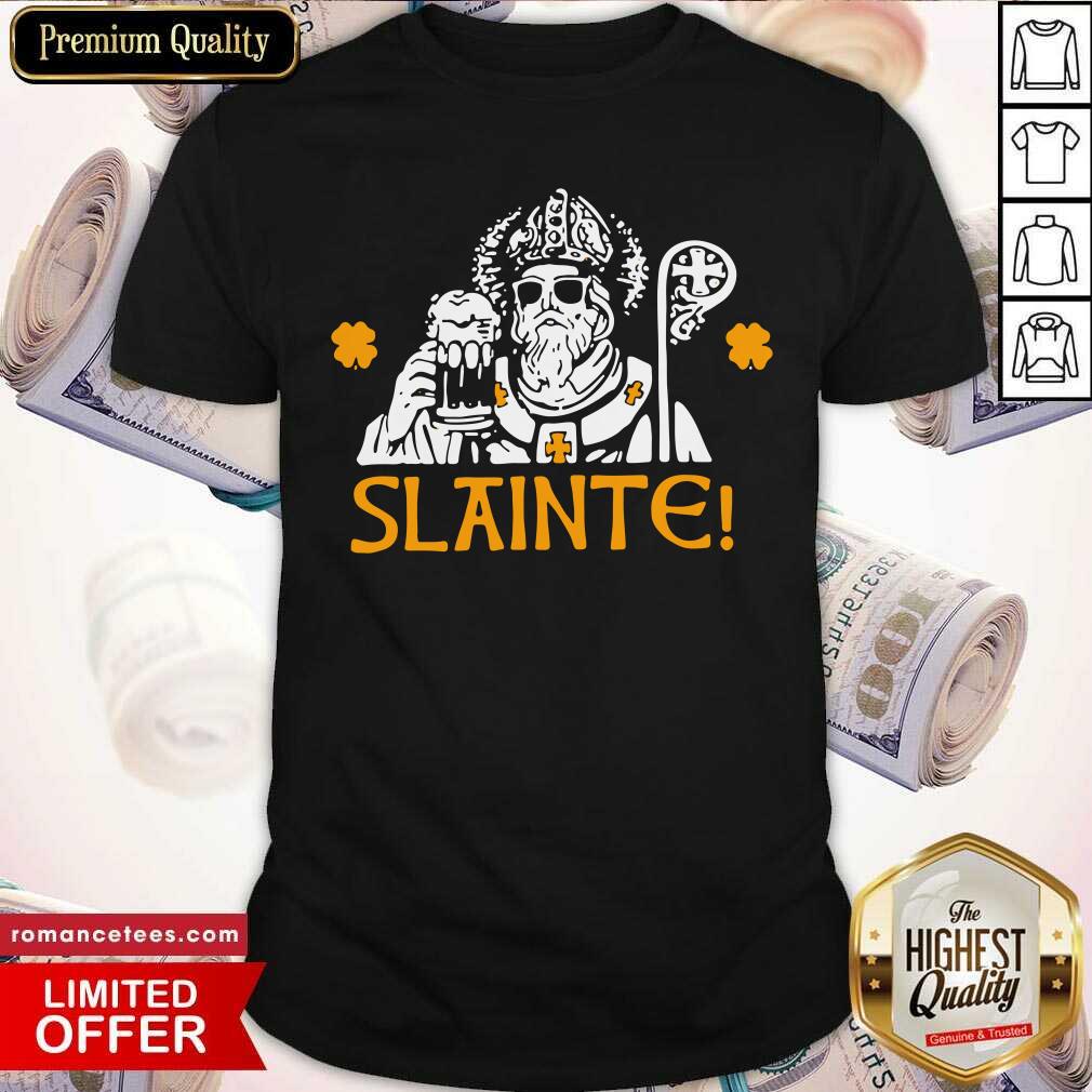 Pretty Slainte St Patrick’s Day Drinking Beer Lover Lucky Shamrock Shirt