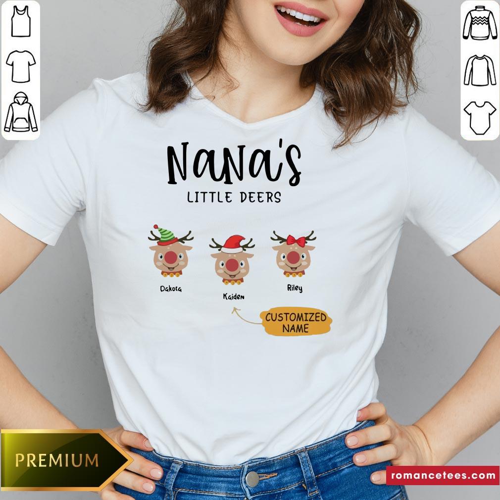 Reindeer Santa Personalized Nana’s Little Deers Customized Name shirt